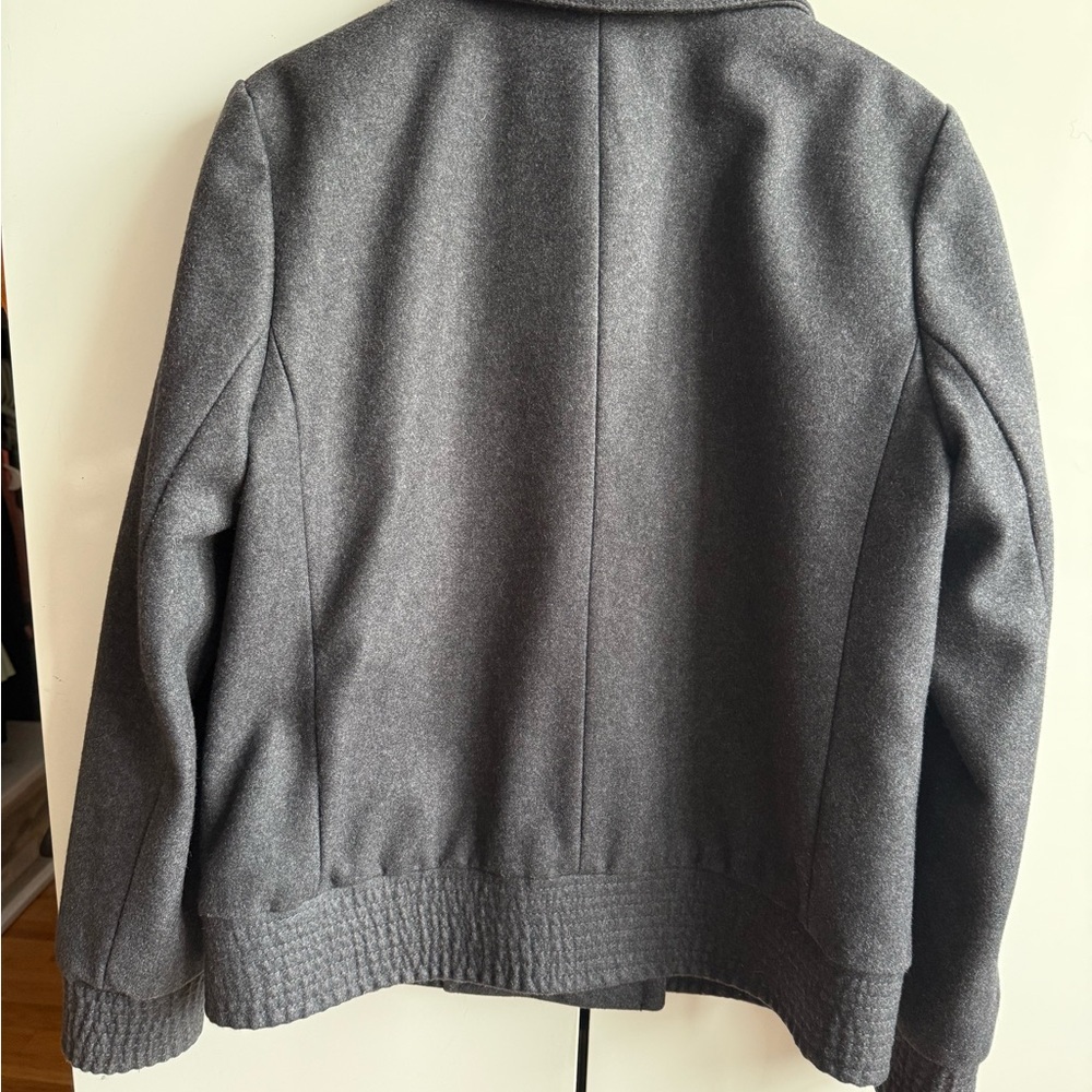 J. Crew Charcoal Wool Double-Breasted Pea Coat Bomber Jacket - Picture 7 of 8